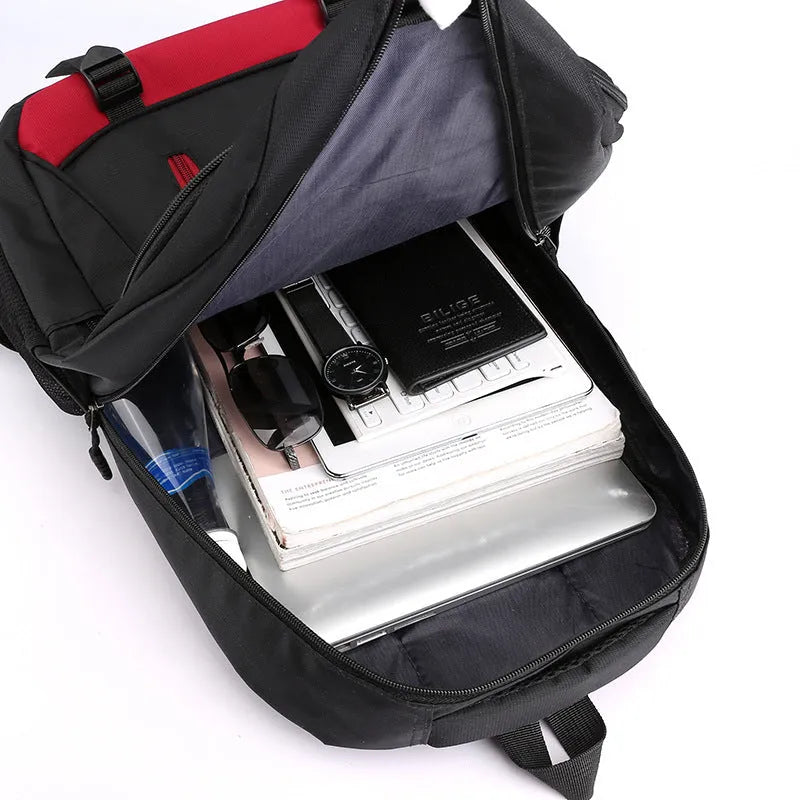 Waterproof school backpack with airpillow straps in black red blue grey colour options