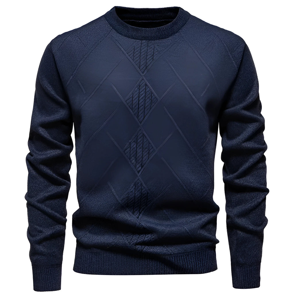 Fleece-lined thick round neck knitted undershirt for men in winter casual straight fit synthetic blend, five colour options