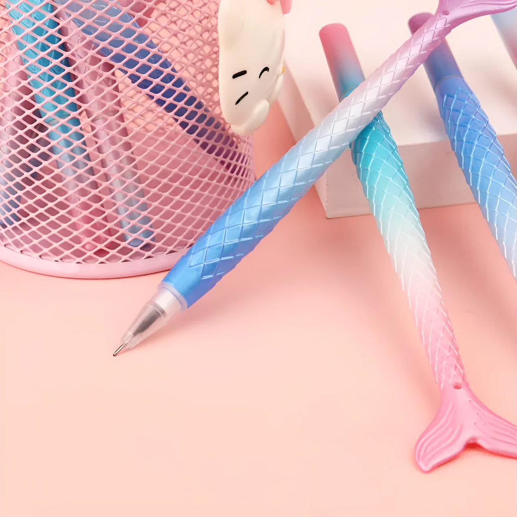 Creative cartoon mermaid pen with a 0.38mm fine tip and plastic shell.