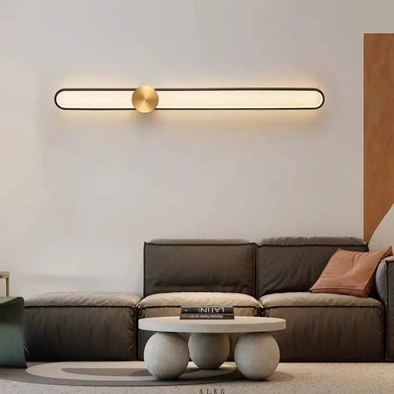 Modern minimalist wall lamp with 60cm diameter round iron shade and warm LED light