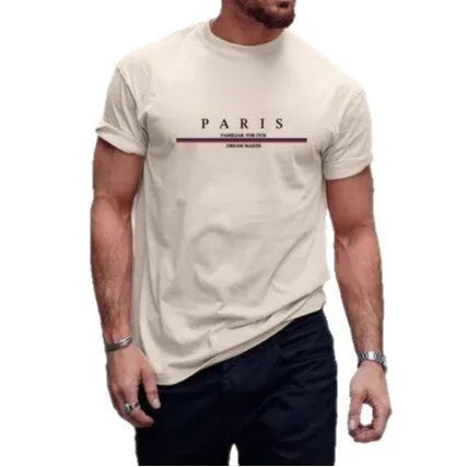 Men's loose fit short sleeve T-shirt with letter print in pure cotton