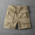 Men's Army Green stretch cotton cargo shorts with multiple pockets on a straight leg.