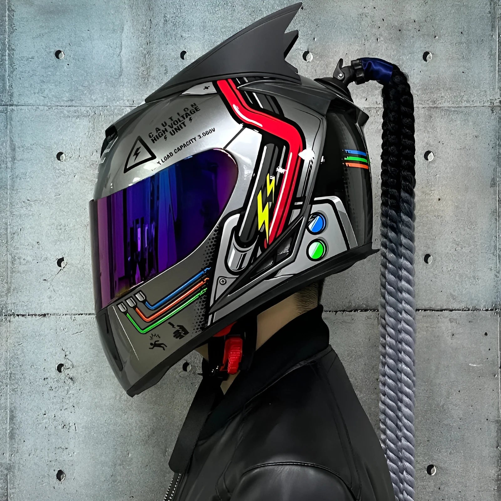 Dirty Braids full-face motorcycle helmet in ABS construction with multiple colour design options