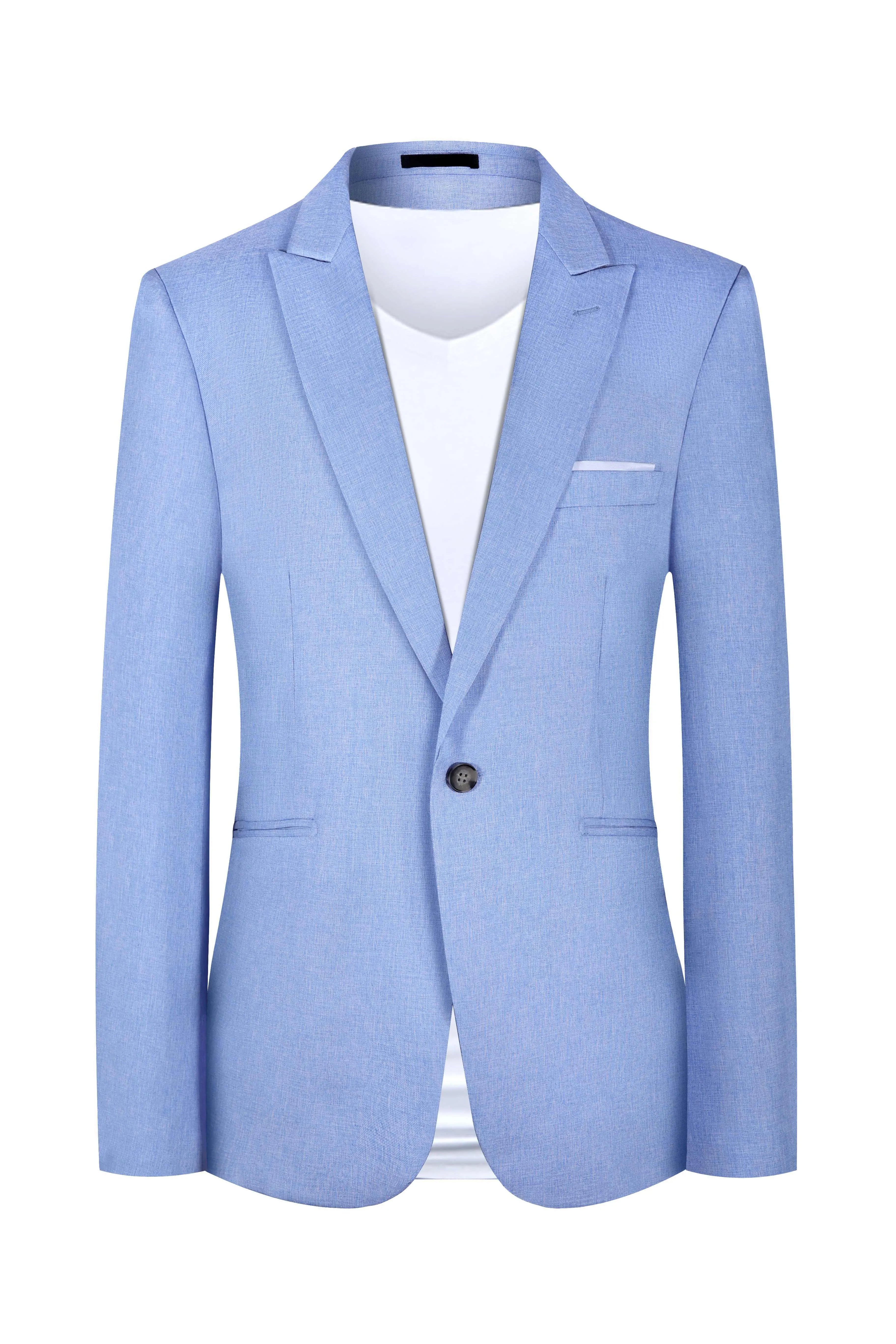 Men's Western style casual suit jacket in light blue or pink for spring and summer wear