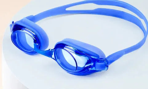 Black myopia swimming goggles with prescription lenses for vision correction while swimming