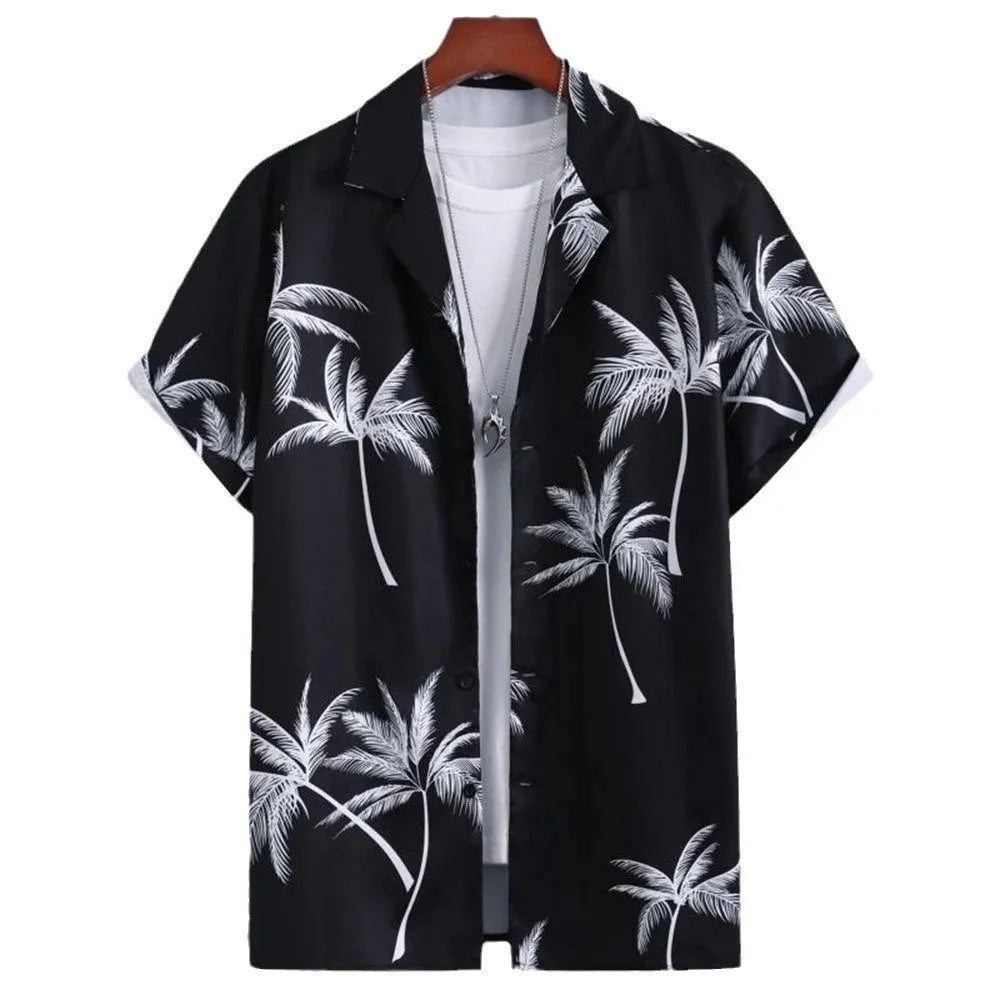 Men's camouflage pattern shirt with 3D digital stitching detail on polyester fabric