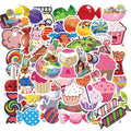 Candy series colourful graffiti cartoon stickers pack with 50 adhesive sheets in 4-6cm sizes