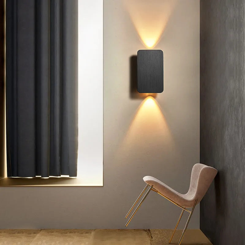Slim modern wall lamp with a minimalist Nordic design in a choice of black, coffee, gold, or grey finish.