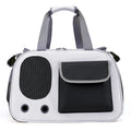 Foldable canvas pet shoulder bag in black, showing large capacity and single strap design.