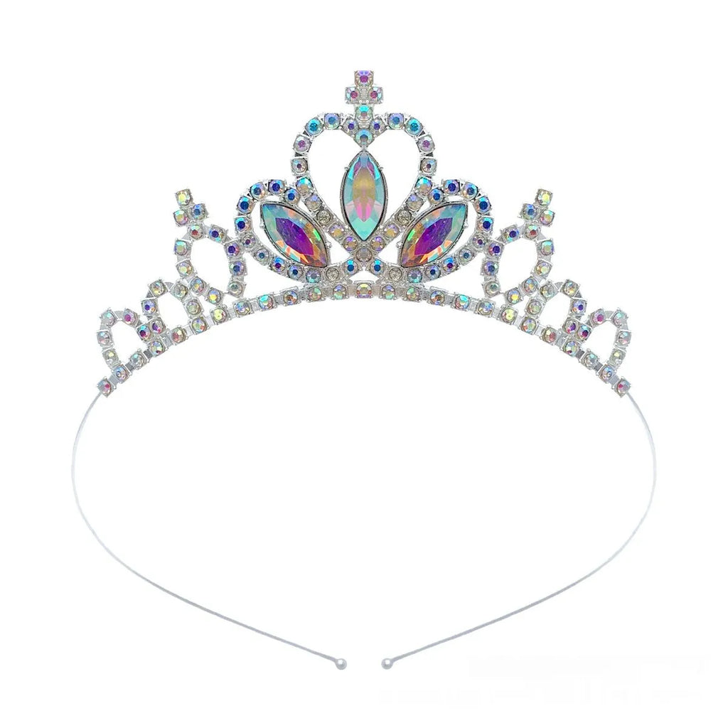 Gold alloy princess crown headdress with red diamond coloured stones for girls birthday party