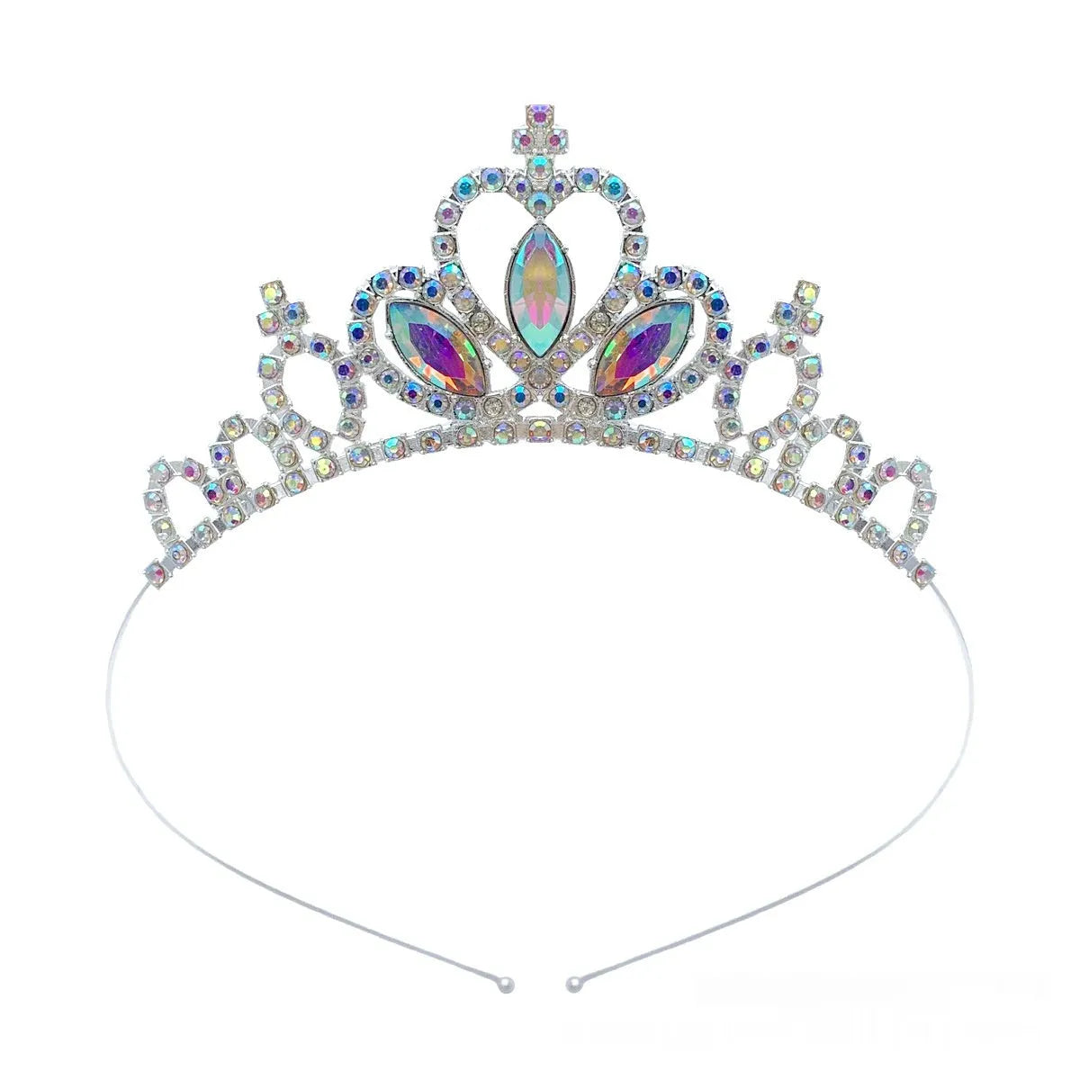 Gold alloy princess crown headdress with red diamond coloured stones for girls birthday party