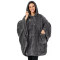 A thick pink hooded bathrobe with long sleeves and a cardigan-style front, laid flat.