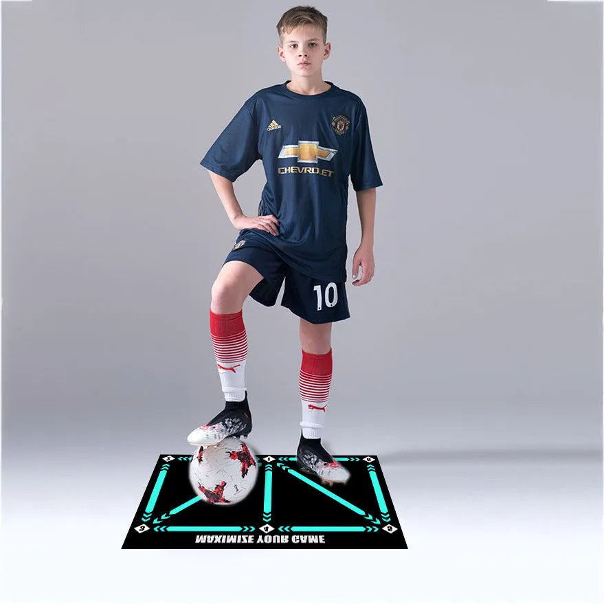 Rubber football training mat in cushion colour for indoor skill practice and foot basket row movement drills