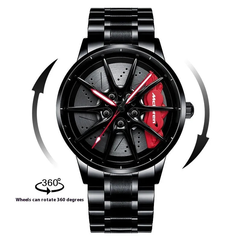 Svj Watch RAYS-G25 skeleton watch with steel case and black belt, showing mineral glass mirror and butterfly buckle