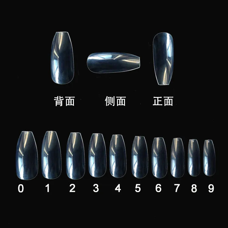 500 clear natural false nails in 10 sizes for professional salon or home application