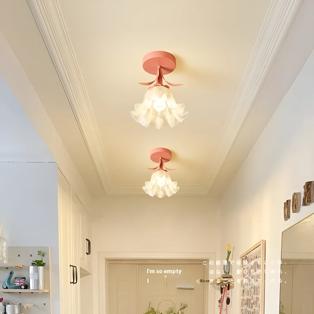 Cream coloured Linglan flower design modern corridor aisle light on a white background.