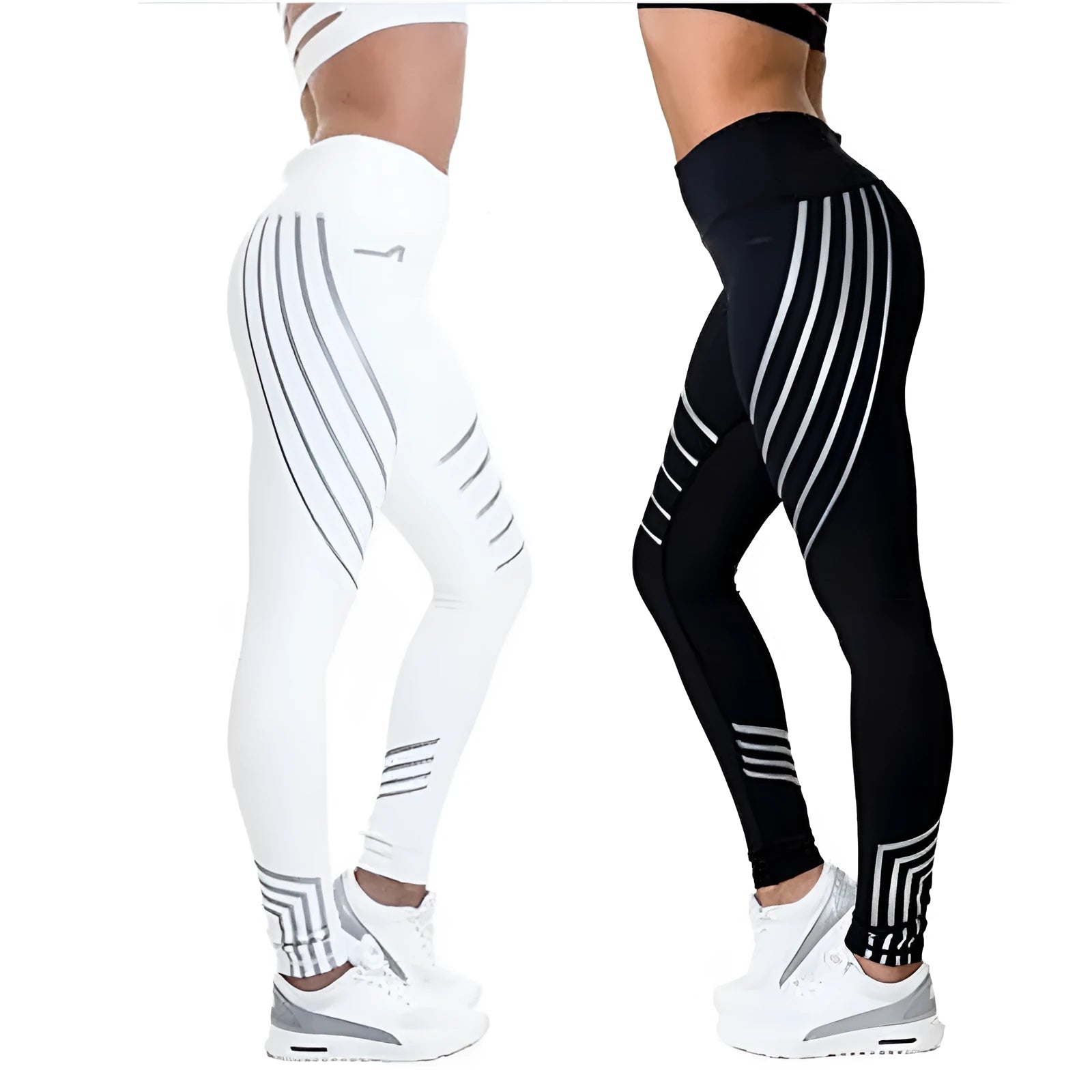 Women's milk silk workout leggings with glowing night print in European style pencil pants cut