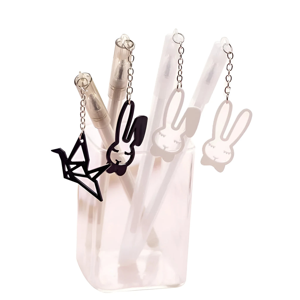 Paper crane rabbit pendant gel pen with 0.38mm tip and plastic shell