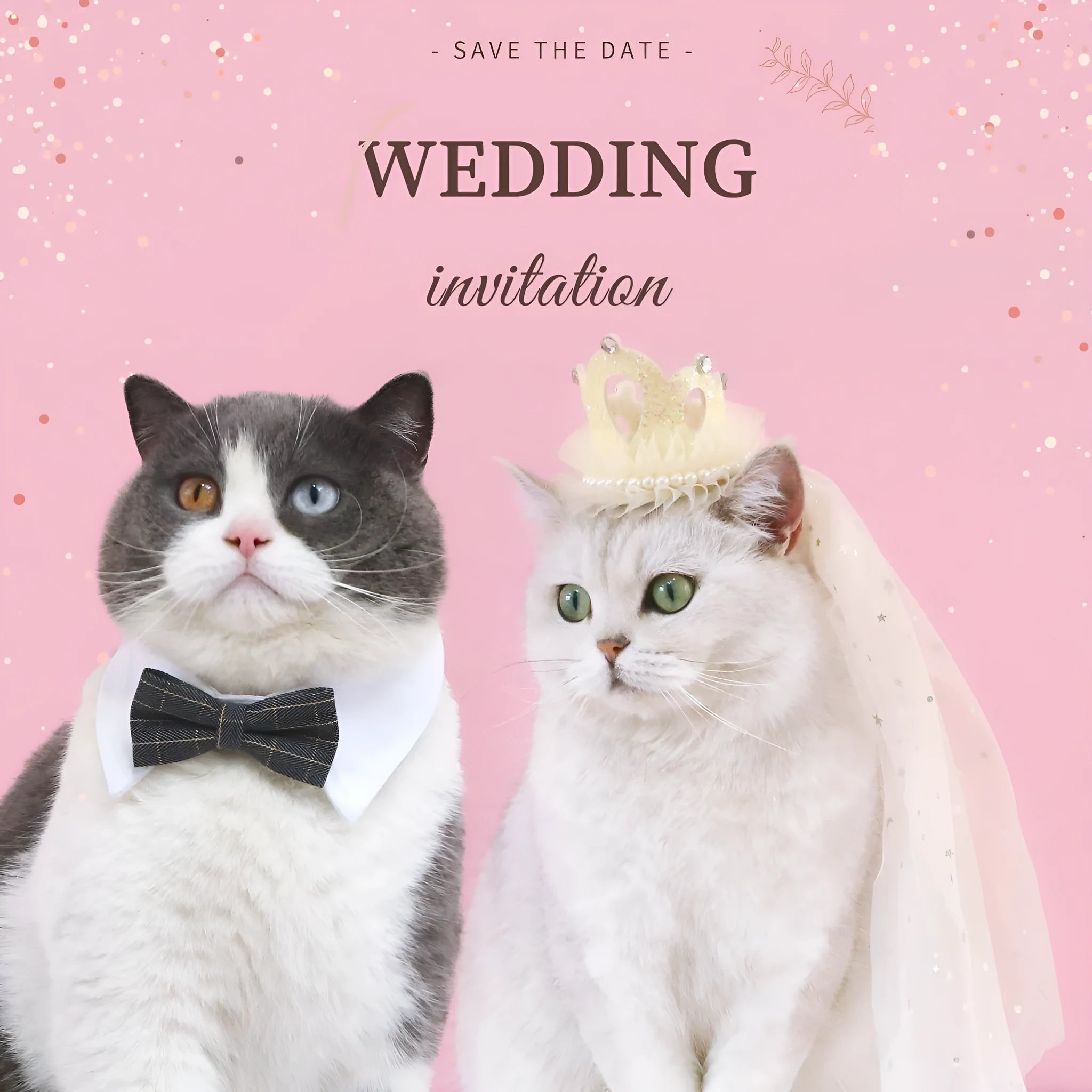 Pet wearing princess crown headdress with floral decoration and attached veil