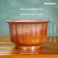 Purple sand ceramic flower pot with antique carved floral design for bonsai display