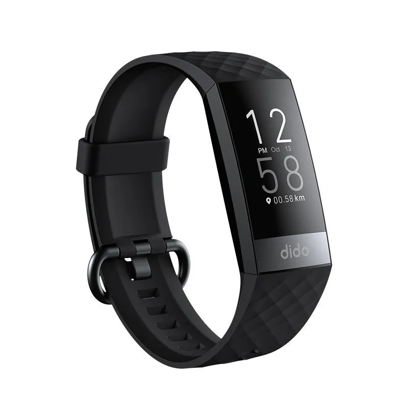 Y6 Black smart bracelet with 1.1-inch screen displaying blood pressure, heart rate, and ECG readings
