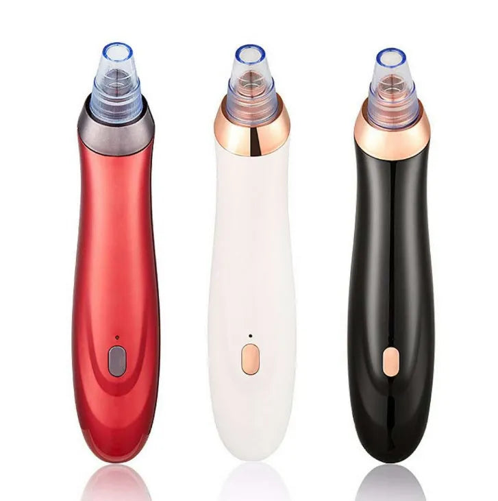 Electric blackhead remover tool with vacuum suction and set of five nozzle attachments