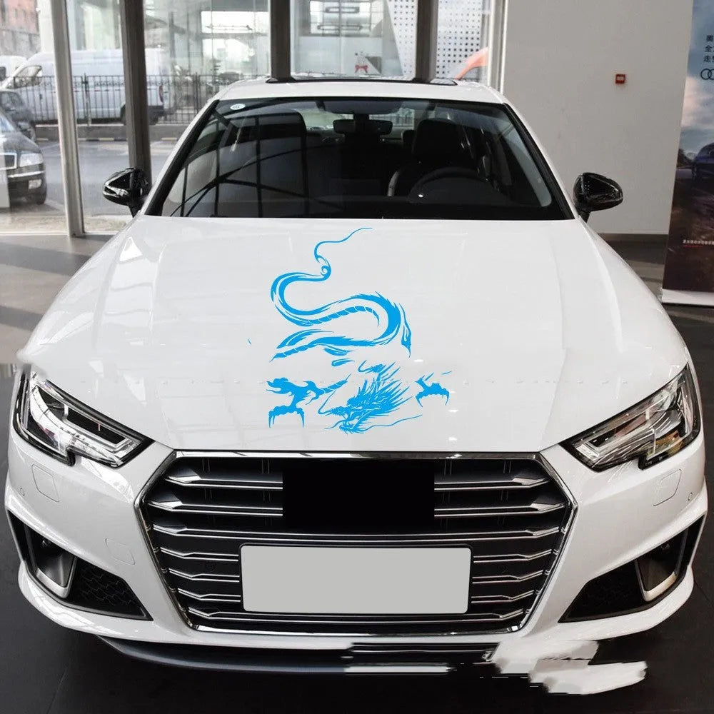 Large black dragon design vinyl car sticker for front bumper or bonnet application