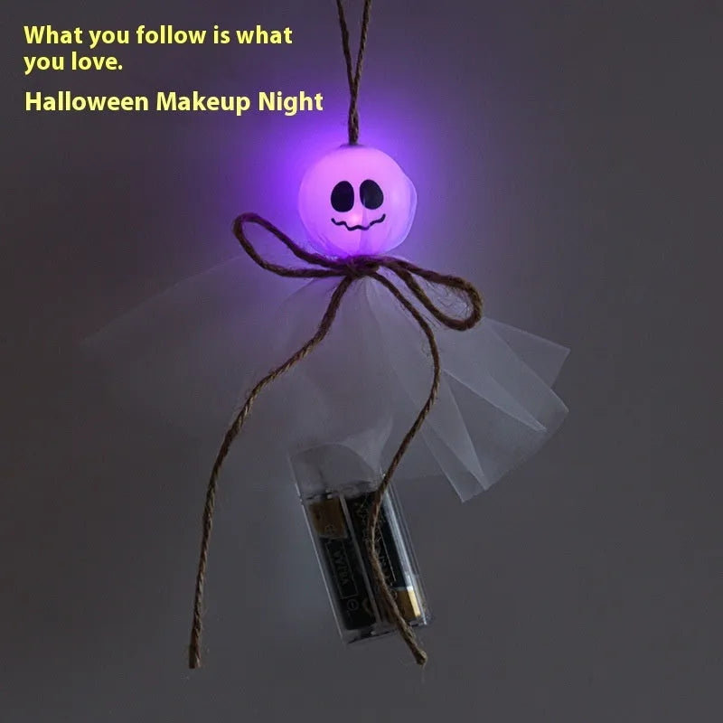 Halloween ghost LED lighting chain with battery box and multiple colour options for haunted displays