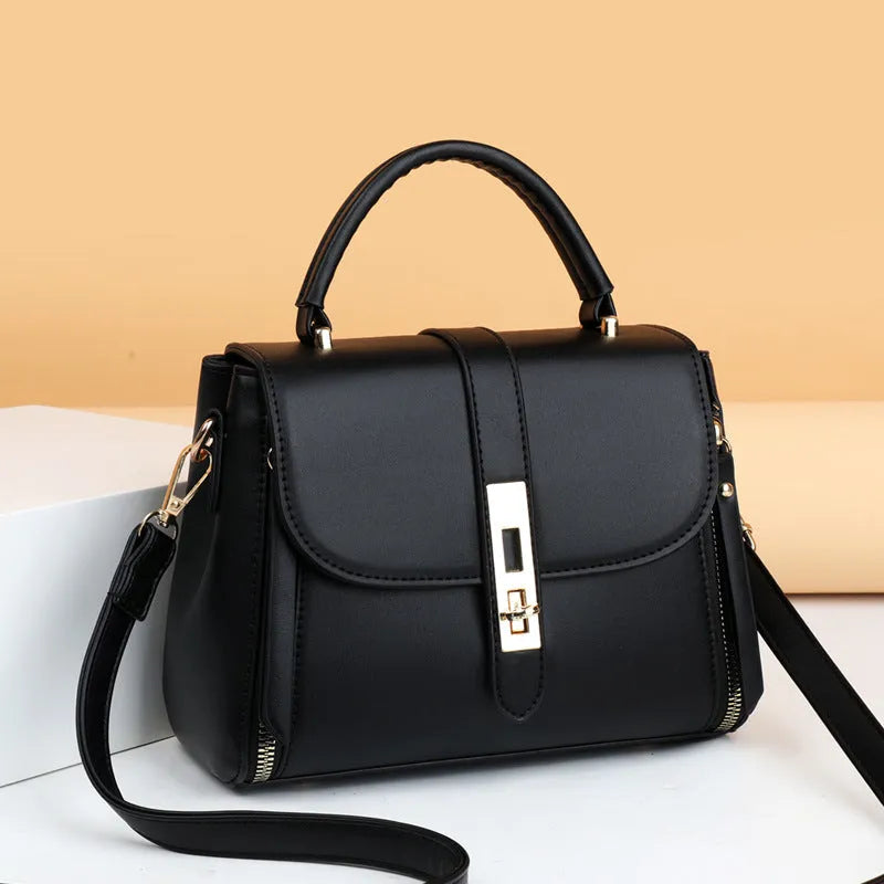 Women's soft PU leather shoulder bag in square vertical messenger style
