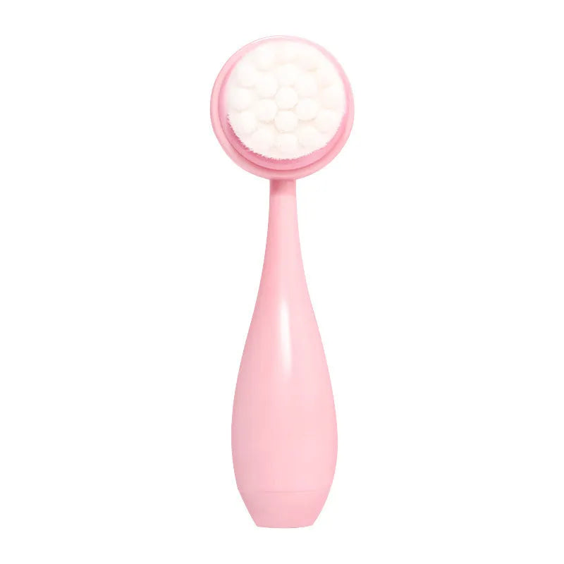 Facial brush set with coral fleece hair band, plastic handle brush, and facial wash suit in purple, grey, pink or white colour options