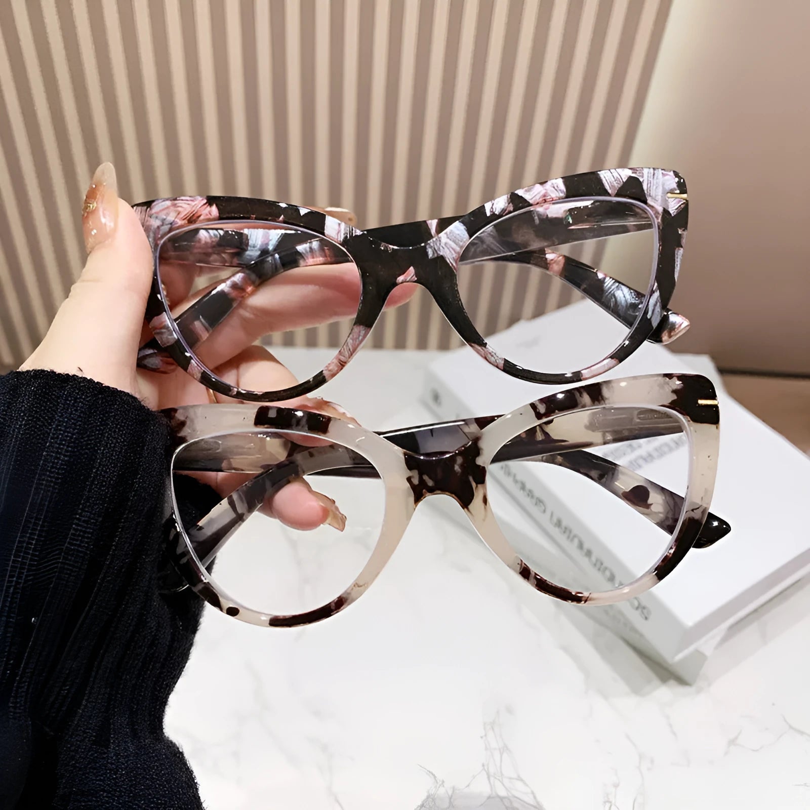 Women's large cat's eye frame presbyopic glasses with dragon and phoenix decoration in multiple colour options