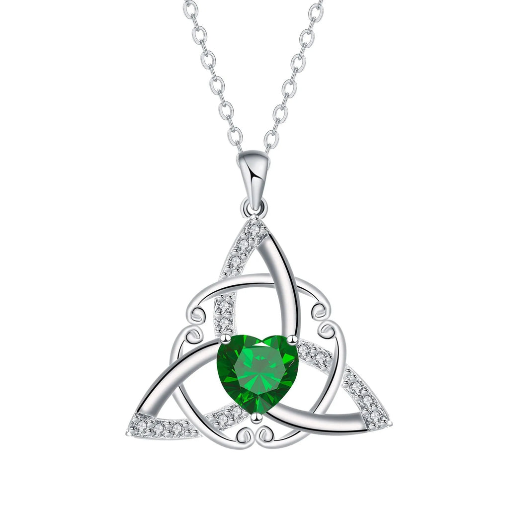 Women's Celtic knot necklace with geometric copper pendant in electroplated finish
