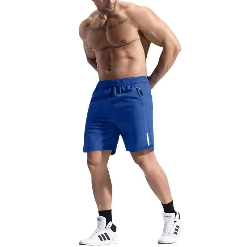 Men's grey elastic waist sports shorts made from a bamboo fibre blend fabric.