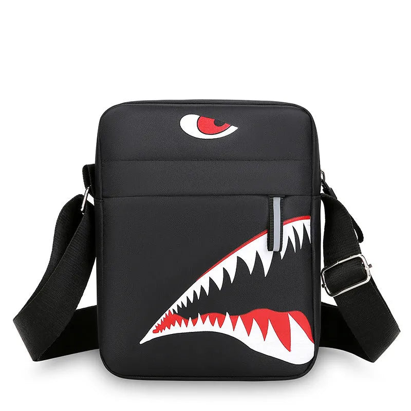Men's small casual crossbody bag in Oxford cloth with animal print pattern