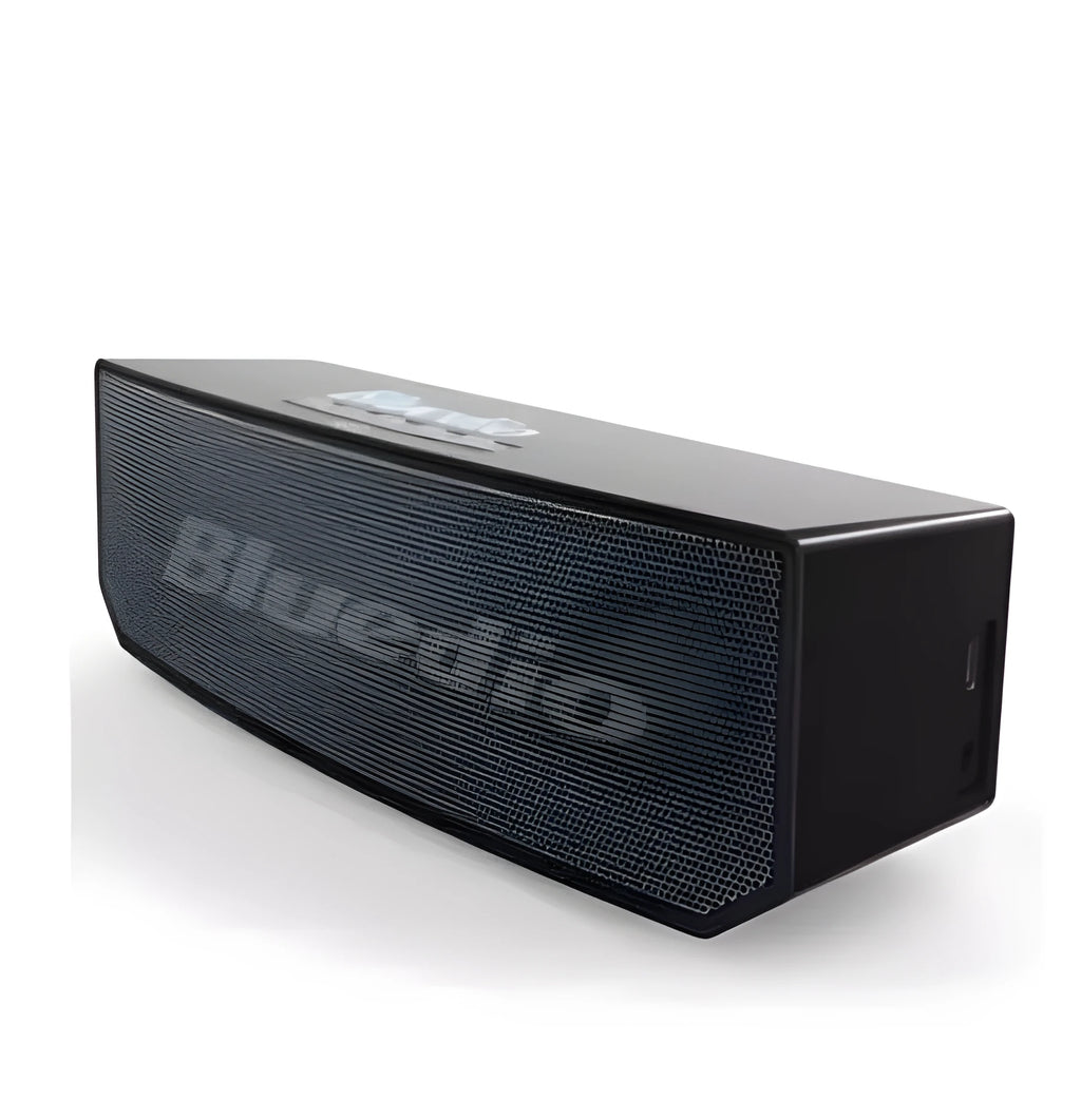 BS-6 black cloud smart speaker showing compact dimensions and speaker grille