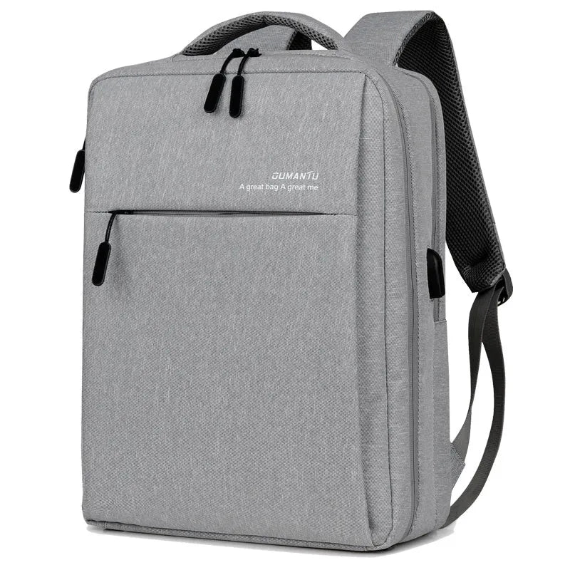 Black waterproof Oxford cloth laptop backpack with shoulder straps for a 15.6-inch device.