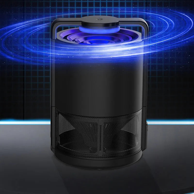 Black intelligent mosquito killer lamp with ABS housing, 13x14x20.6cm, on a table