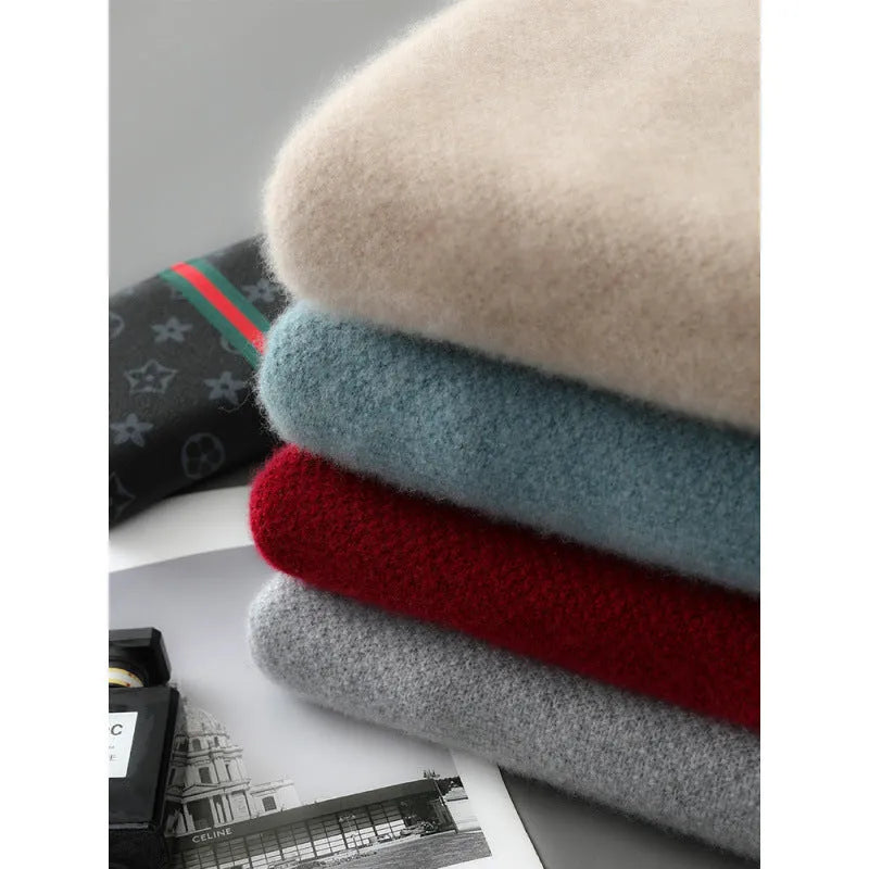 Sheep wool half-zip knitted sweater in slim fit with round neck available in multiple colours