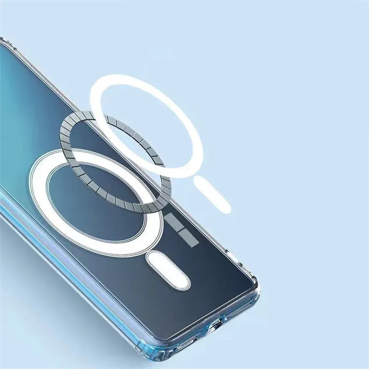 Transparent magnetic phone case for Samsung Galaxy S21 S22 S23 series with MagSafe charging compatibility