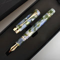 Deep bath green metal ballpoint pen showing three tip size options: 0.5mm, 0.7mm, and 1.0mm