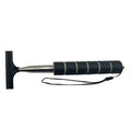 Retractable stainless steel car rearview mirror wiper extended, showing black rubber blade, next to a car side mirror.