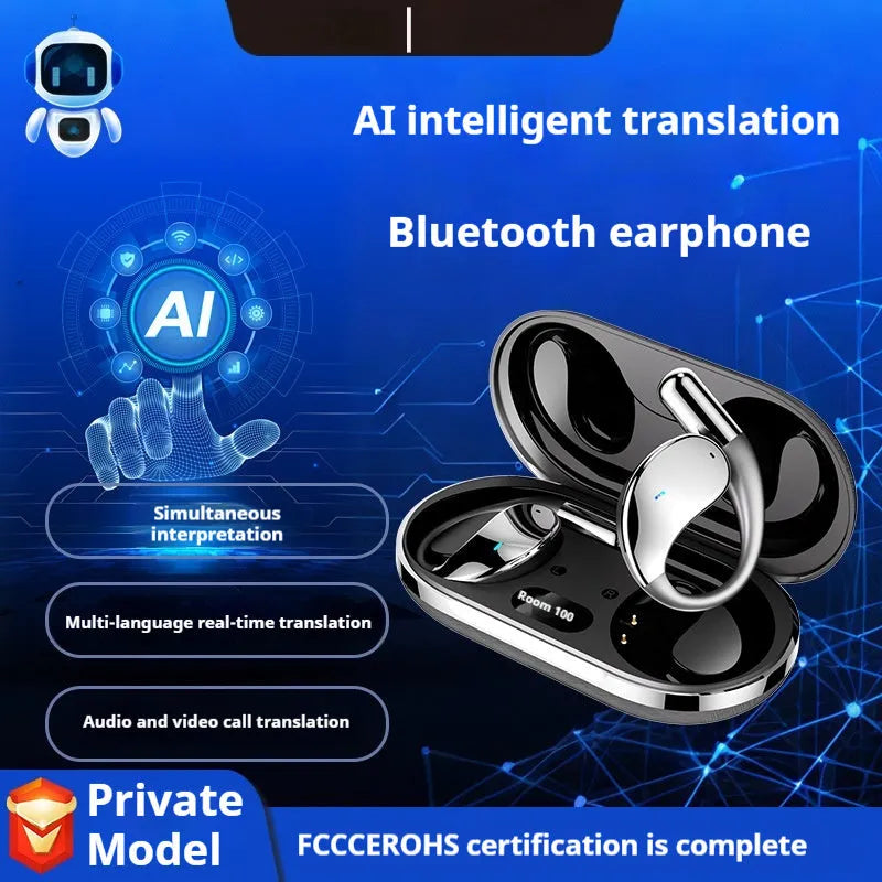 Black sports Bluetooth earphones with ear-mounted design and aluminium alloy construction