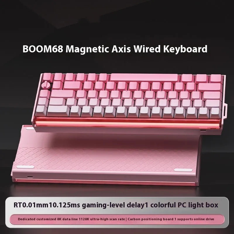 Compact mechanical gaming keyboard with RGB lighting and magnetic axis switches in green colour variant