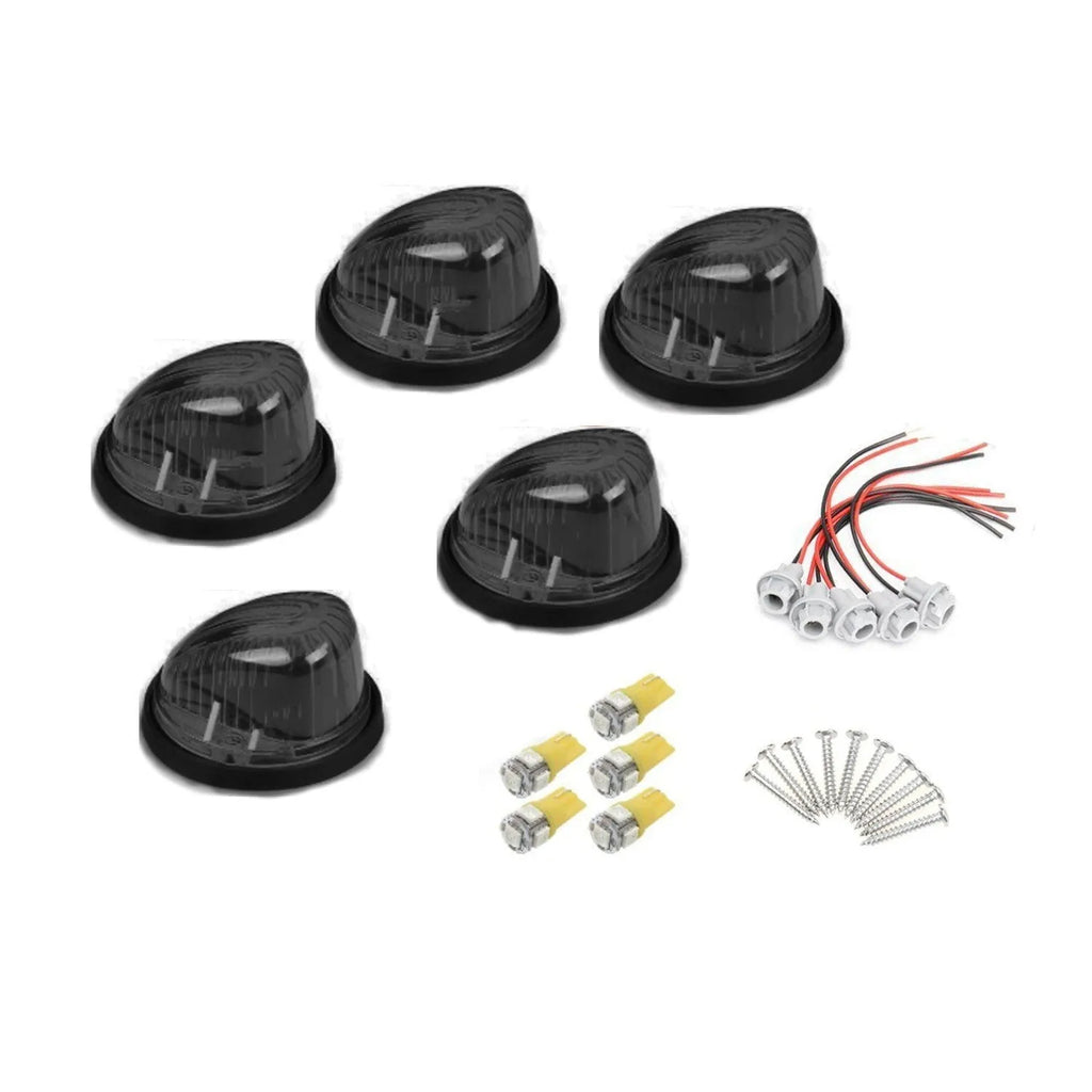 Yellow LED roof cab light kit for trucks with T10 bulbs and mounting hardware