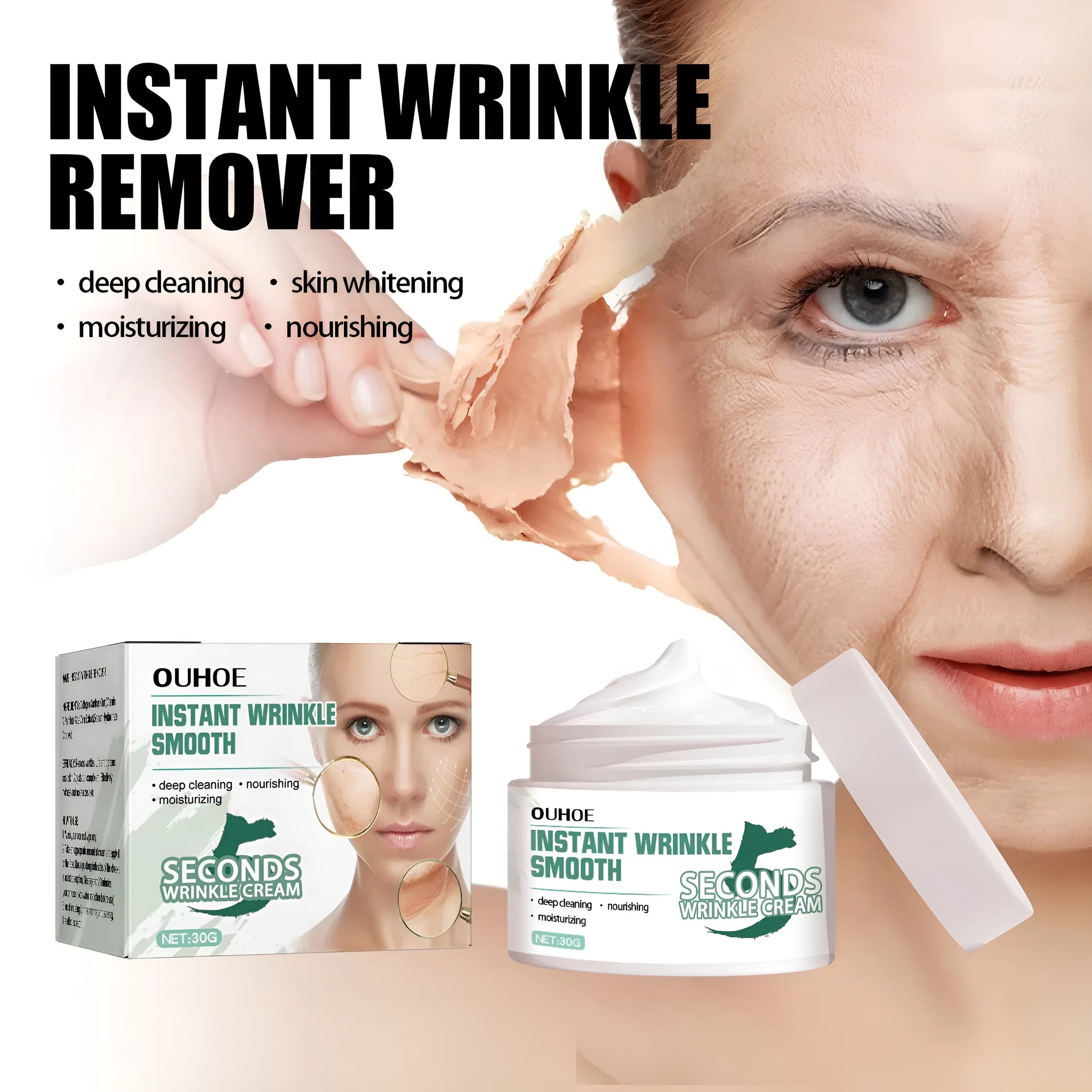 30g jar of anti-ageing anti-wrinkle face cream with hydrating properties