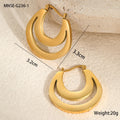 Geometric minimalist French earrings in gold and steel colours with round ring design elements