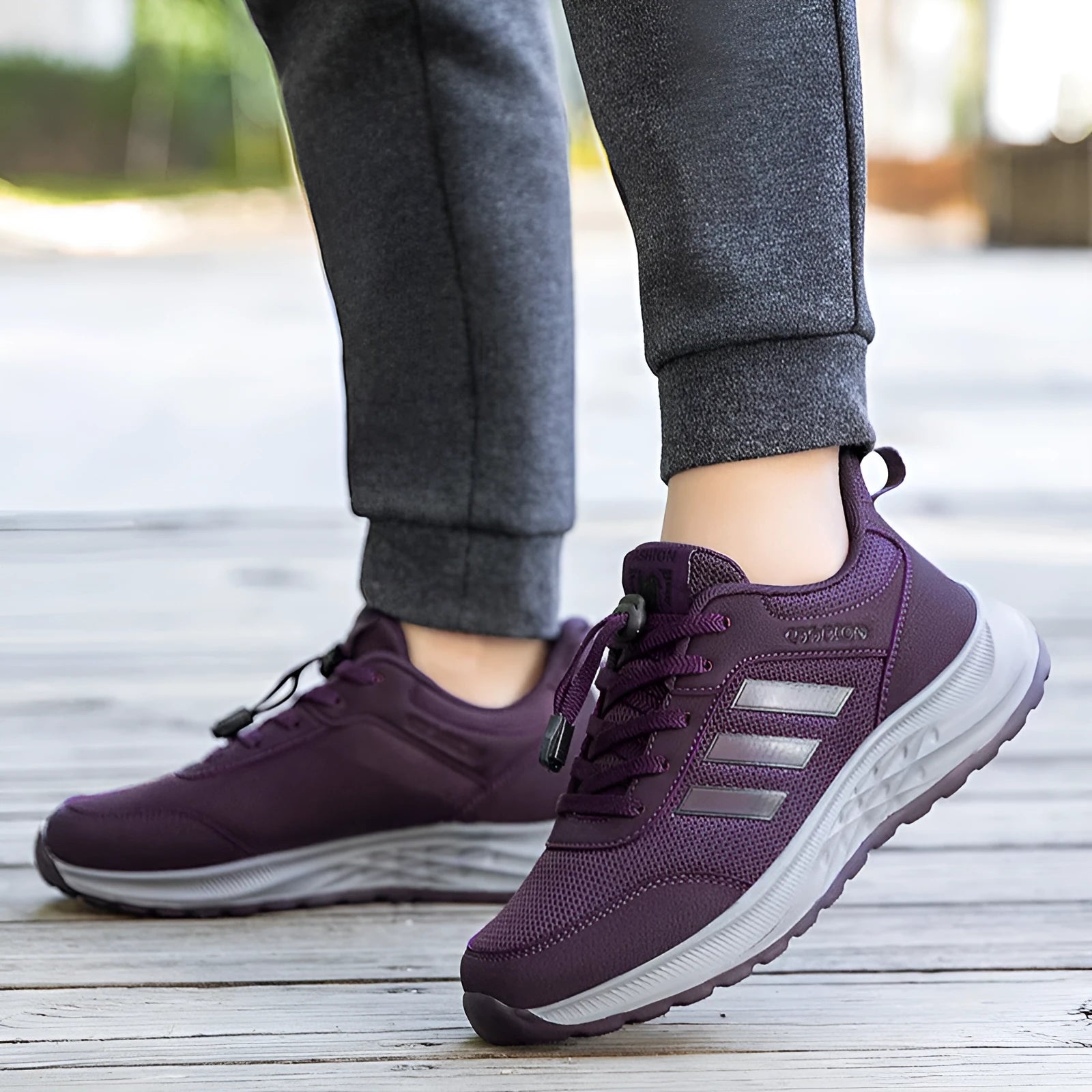 Men's and women's elastic band mom shoes with mesh upper in multiple colours and sizes.