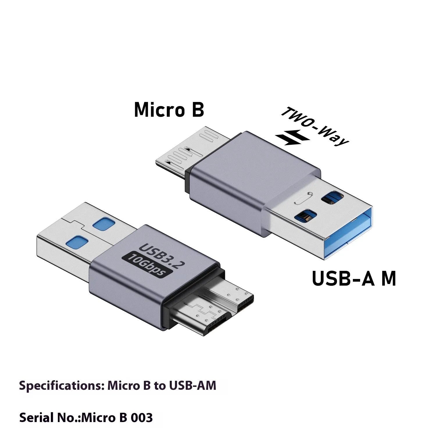 USB AM to Micro-B adapter converter plug for mobile hard drives and phones