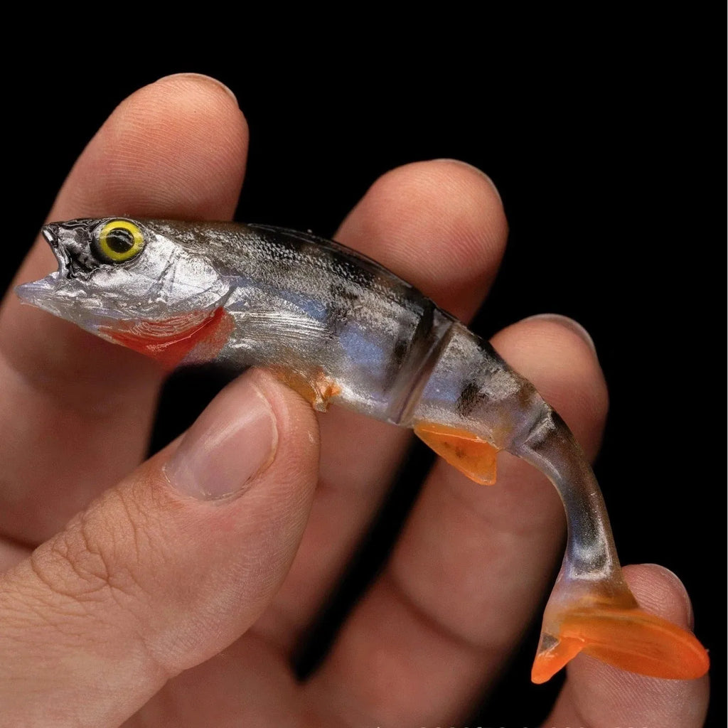 Fish T Tail Catfish Scissors soft plastic fishing lure with fish colour pattern