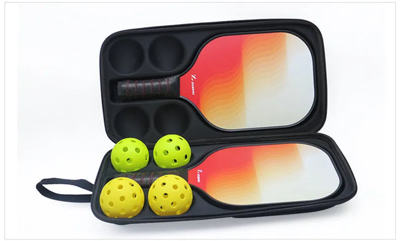 Black Peak pickleball racket storage bag with dual shoulder straps on a grey background